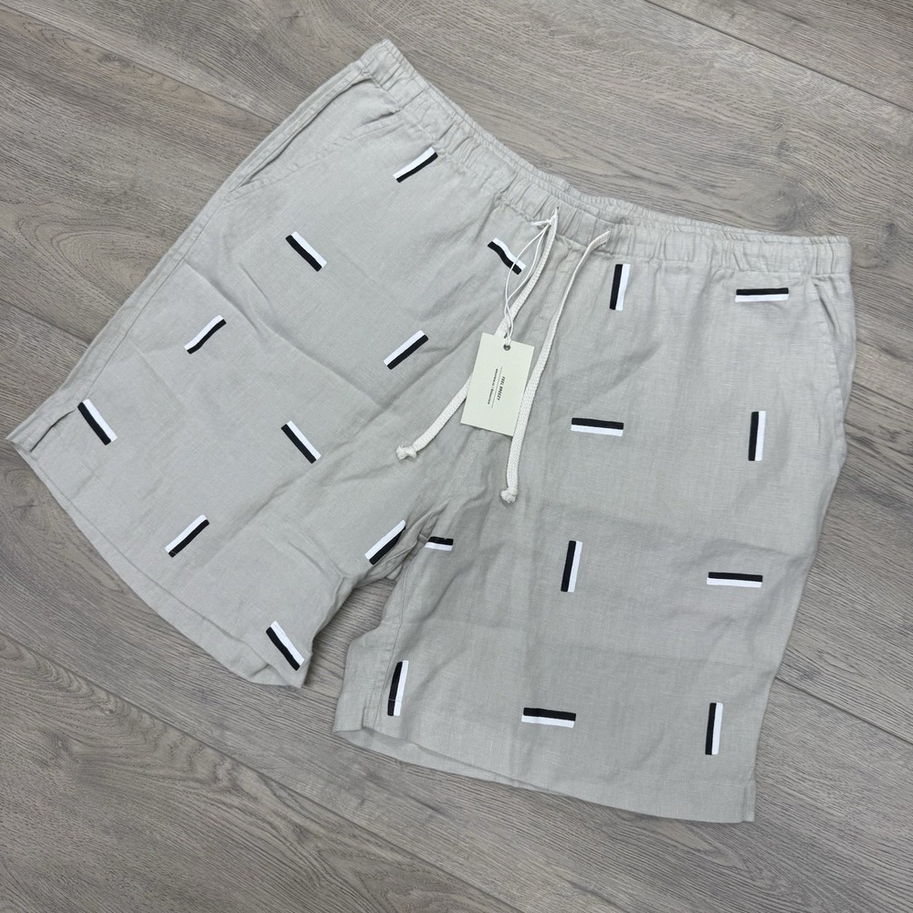 Alex Crane Bo Linen Shorts Geometric Men Sz XXL Preppy Summer READ